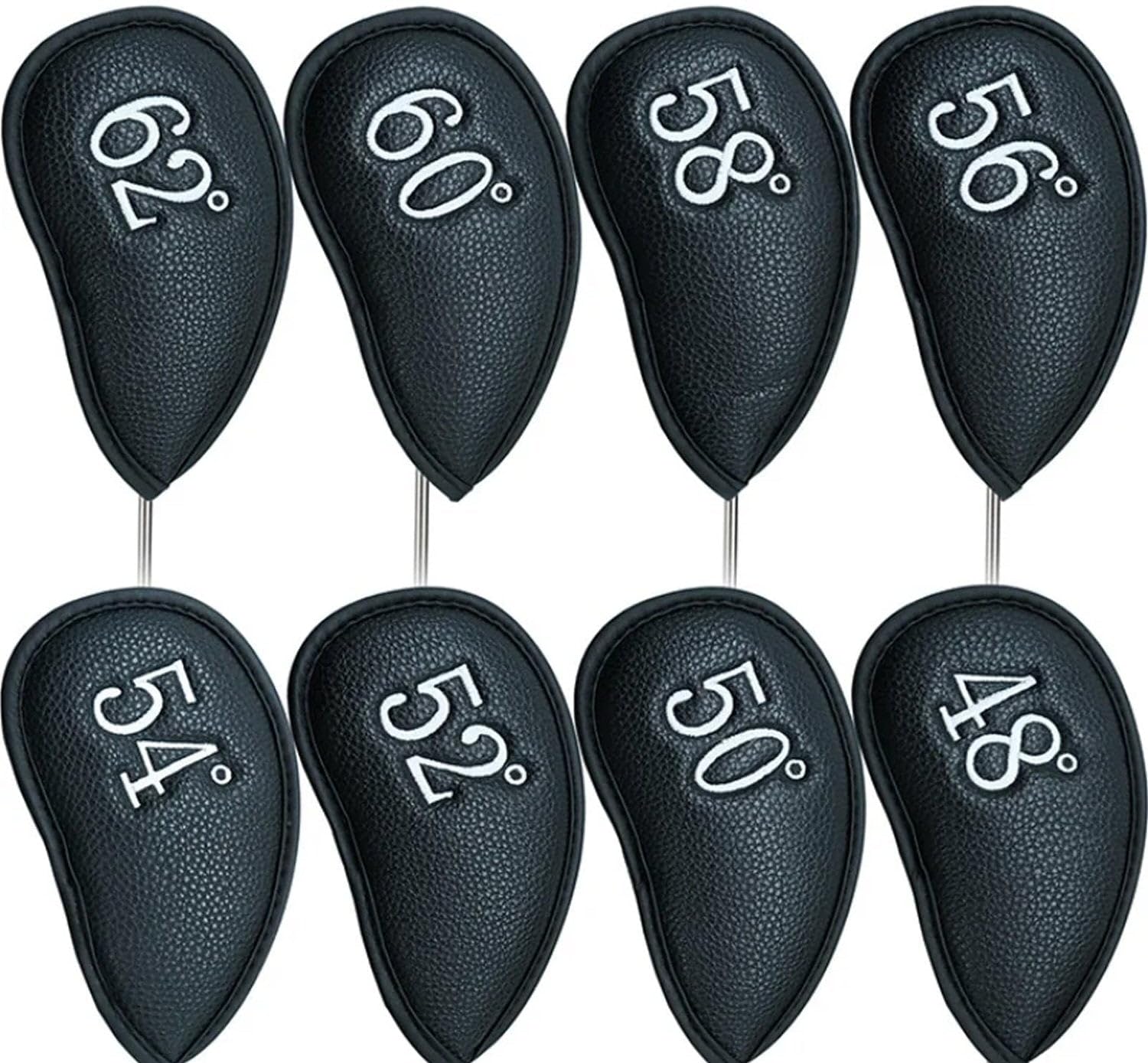 fonefunshop PU Leather Wedge Iron Head Covers Black 8 Pcs, blk8whc