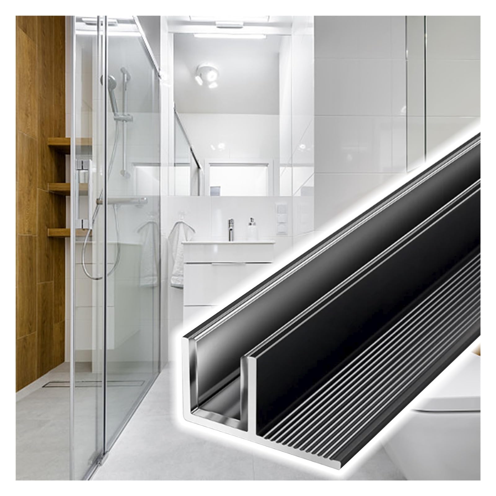 Canal en verre 10mm anti-vibration pour cloisons de douche F