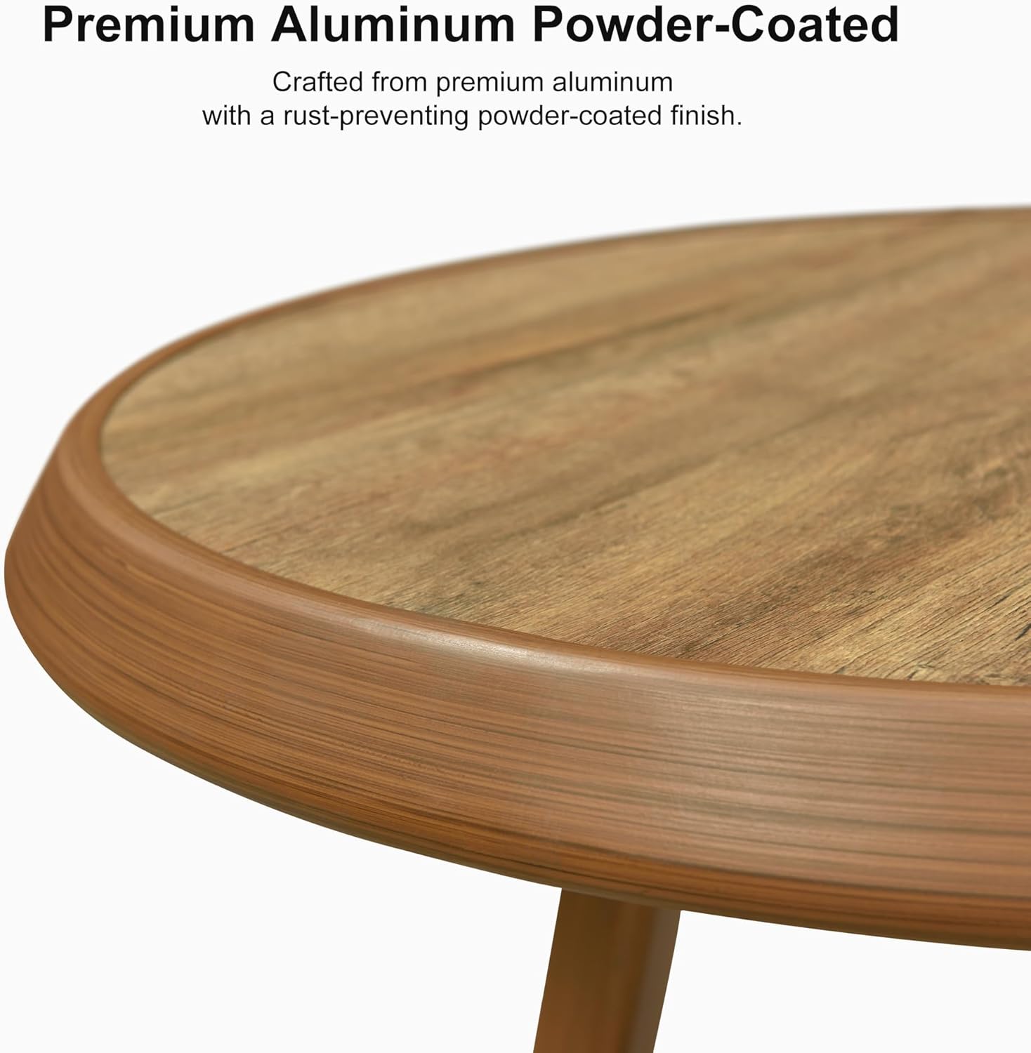 PURPLE LEAF Outdoor Round Bar Table Patio Aluminium Modern Bistro Table for Kitchen Island Patio Garden Deep Teak