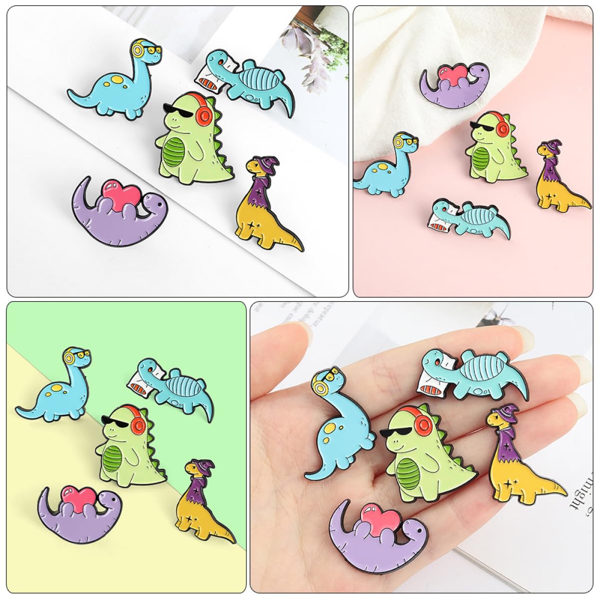 minkissy Teiliges Cartoon Dinosaurier Broschen Für Frauen Niedliche Emaille Anstecknadeln Zur Dekoration Von Kleidung Taschen Und Rucksäcken Perfektes Für Dinosaurier