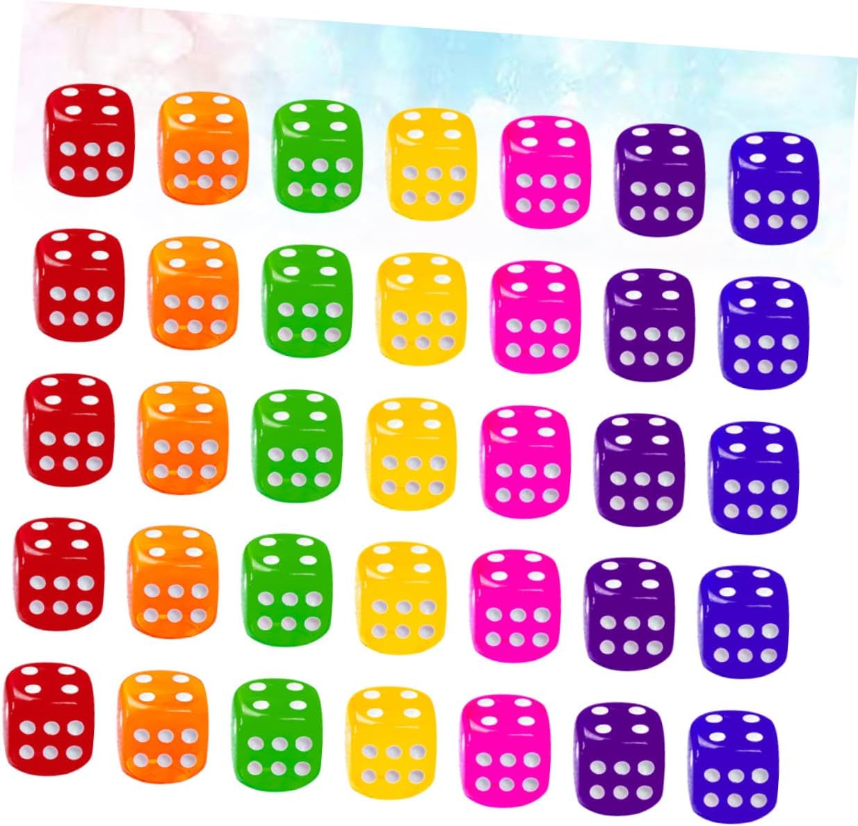 50 Pcs Transparent Acrylic Dice Colorful Gambling Cubes with Large Dots for Board Games Party Entertainment Ktv Bar Use Random Color
