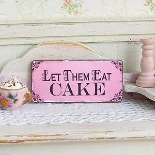 Rustic Wood Plaque Sign Let Them Eat Cake Wood Sign Vintage Retro Hanging Sign Bible Inspirational Saying Quotes Wall Art Plaque Home Farmhouse Living Room Garden Decor Hanger 8" x 12"