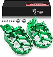 Vista 1 de MZS Estriberas para Moto de Cross, Reposapiés CNC Motocross Ancho MX Pedal Verde Compatible con KX250F 06-18 / KX250 19-24 / KX450F 07-18 / KX450