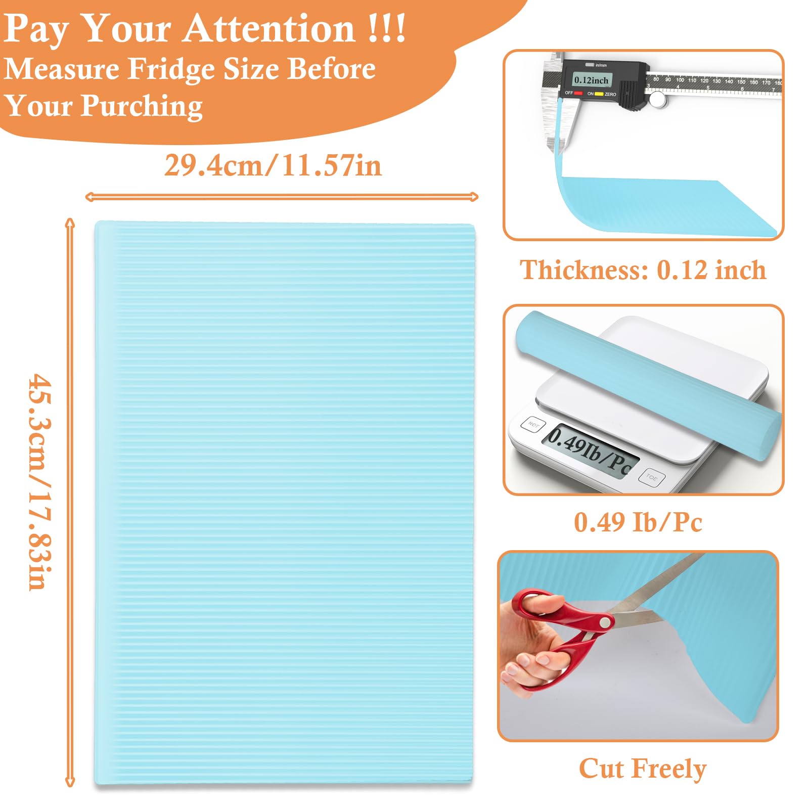 4 StüCk Anti-Gefriermatte FüR EisfäCher, 45*29Cm Anti Eis Matte Gefrierschrank Antifrost Matte KüHlschrank Wasserdichte Und Abwaschbar Konservierungsunterlage KüHlschrank Zuschneidbar (Blau)