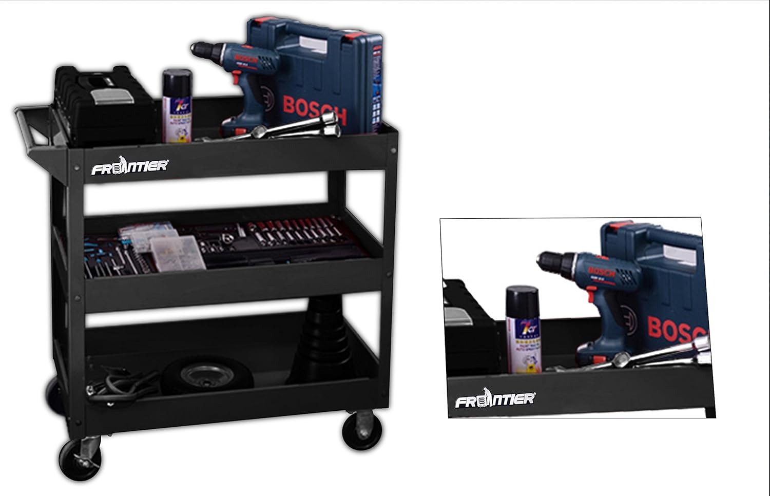 Service Tool Cart Tool Organizers - New Design in 2018, Easy to Assembly, 4 castors for Move, Most Stable for DIY Working, Garage Storage Roller cart, Dollies (3 Trays black Color) : Industrial & Scientific