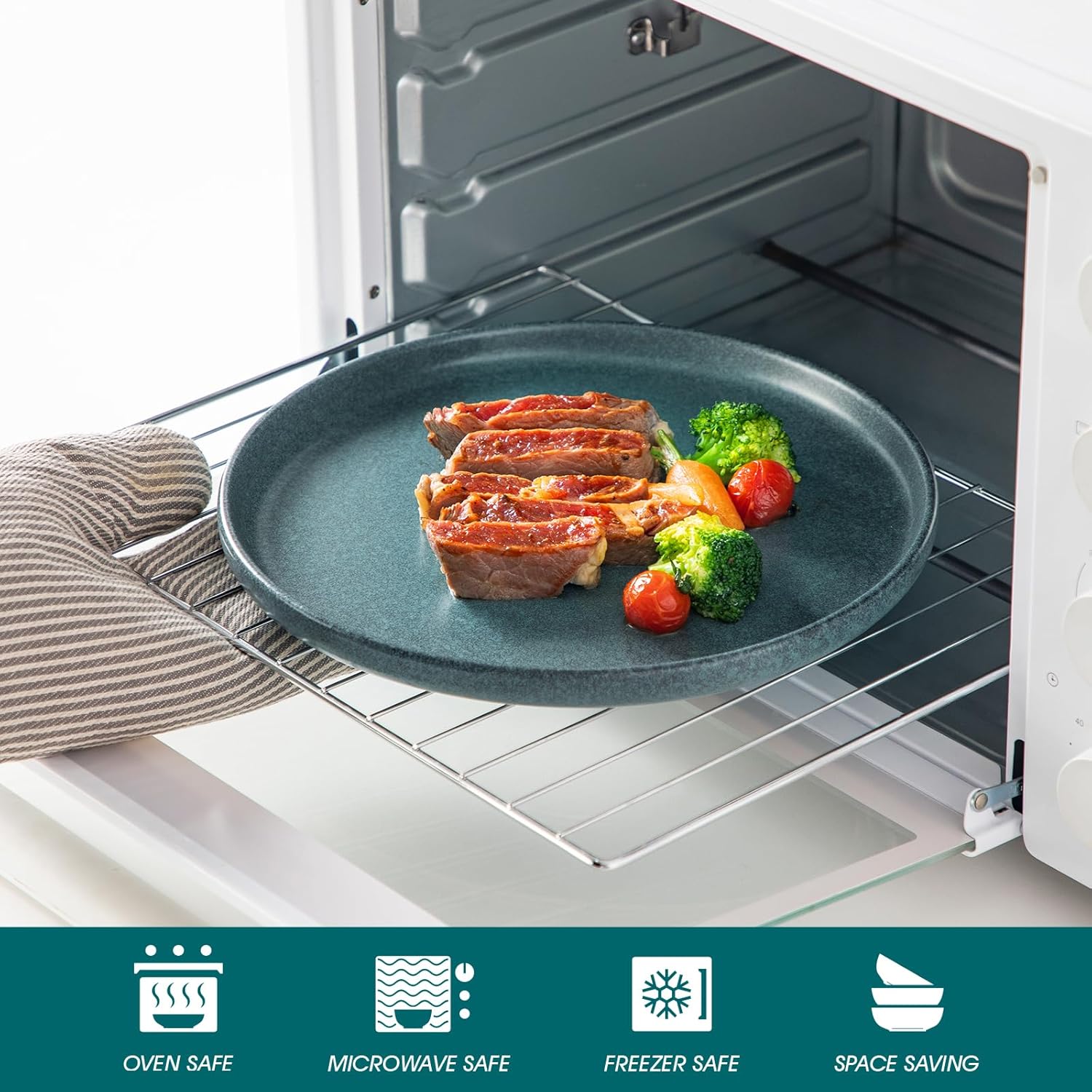 vancasso ZERMATT Dinnerware Set for 8, 24 Pieces Plates and Bowls Sets for Kitchen, Stoneware Dish Set with Scratch Resistant, Dishwasher & Microwave Safe, Blue