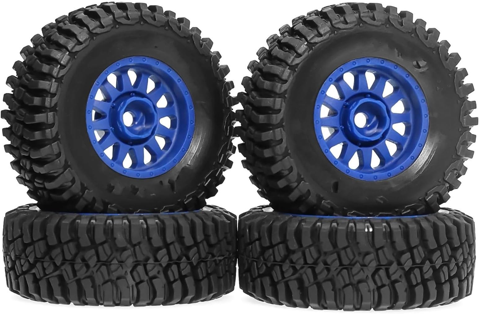 RC Models Components For Mjx For Hyper Go 14301 14302 14303 14304 14211 For Jjrc 1/16 1/14 4pcs 70mm Rubber Wheel Rim Tire Tyre Q130 RC Car Parts(Blue)