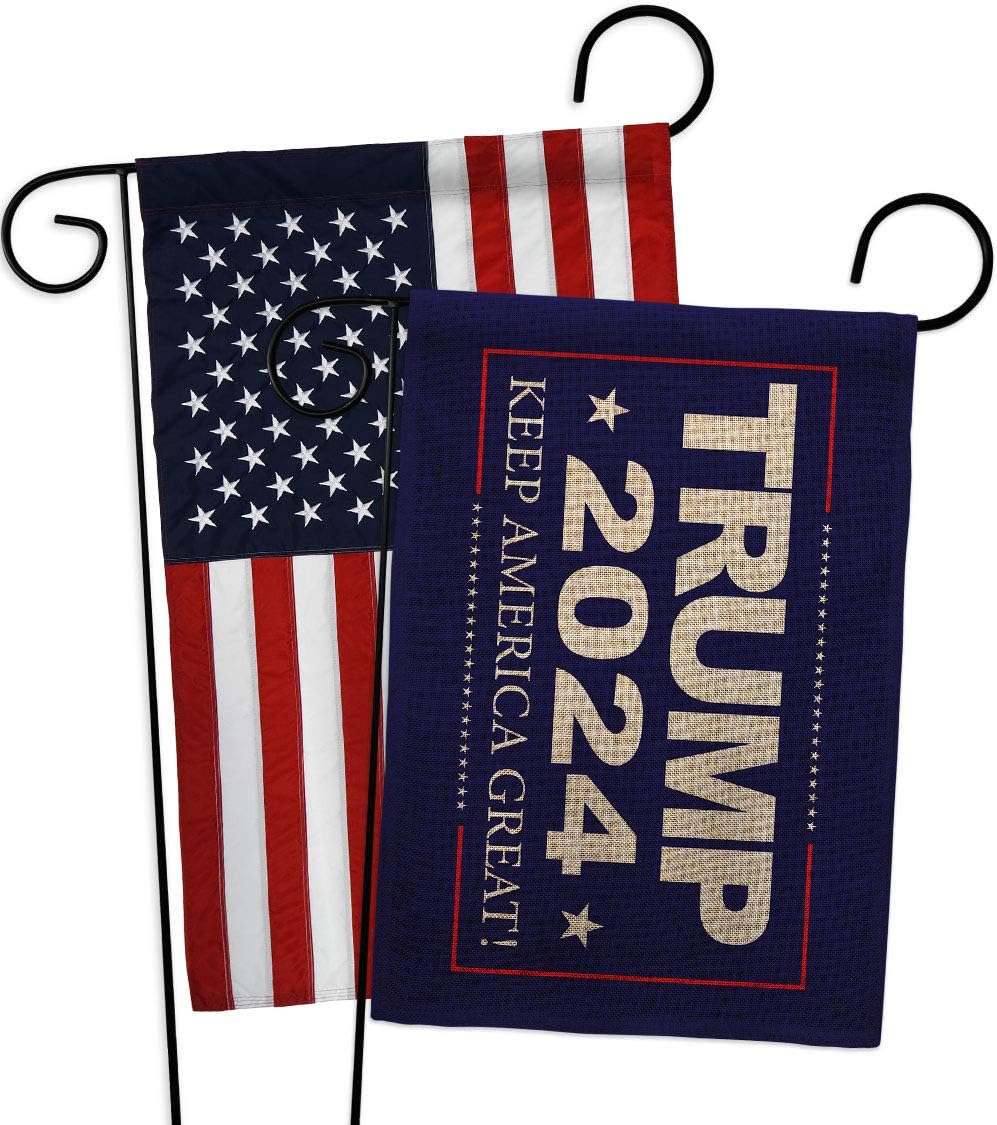 Trump 2024 Garden Flags Pack Americana Political President Democrat Republican Tea Party United State American Election USA Applique Small Gift Yard House Banner Made In 13 X 18.5