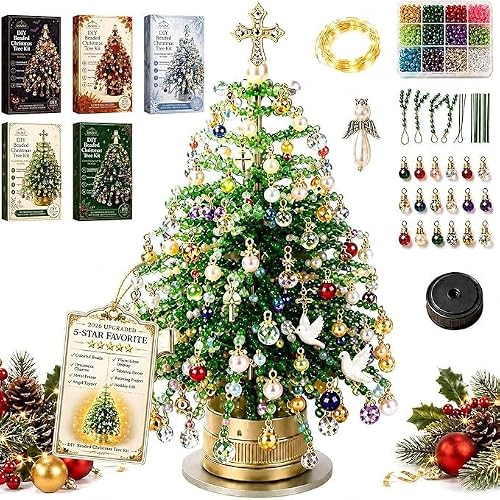 2027 New Upgraded DIY Beaded Christmas Tree Kit with Beads &Decorative