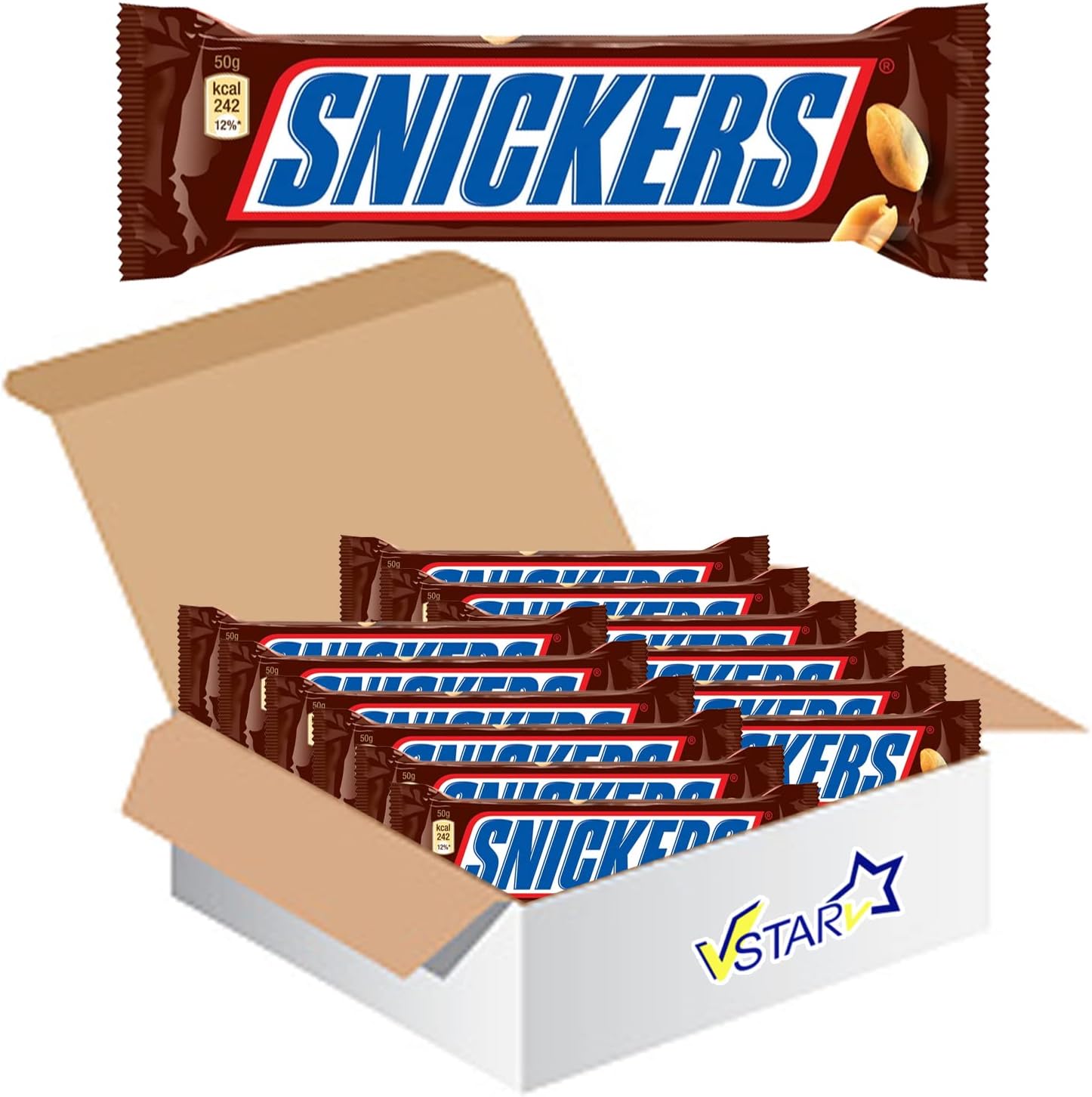 VSTARAll Chocolate Bars Collection (Snickers Bar 50g, Half Box), 1.0 count