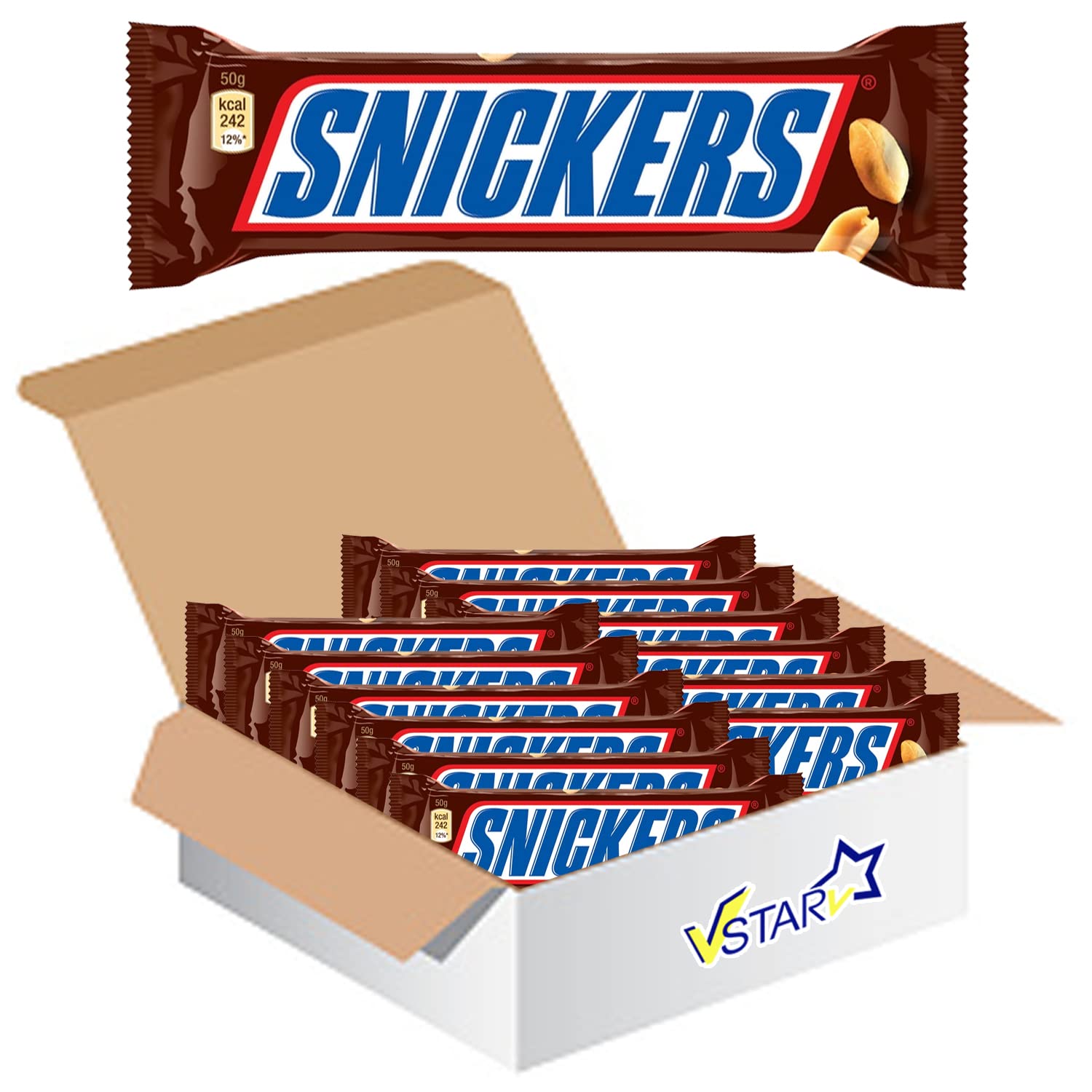 VSTARAll Chocolate Bars Collection (Snickers Bar 50g, Half Box), 1.0 count