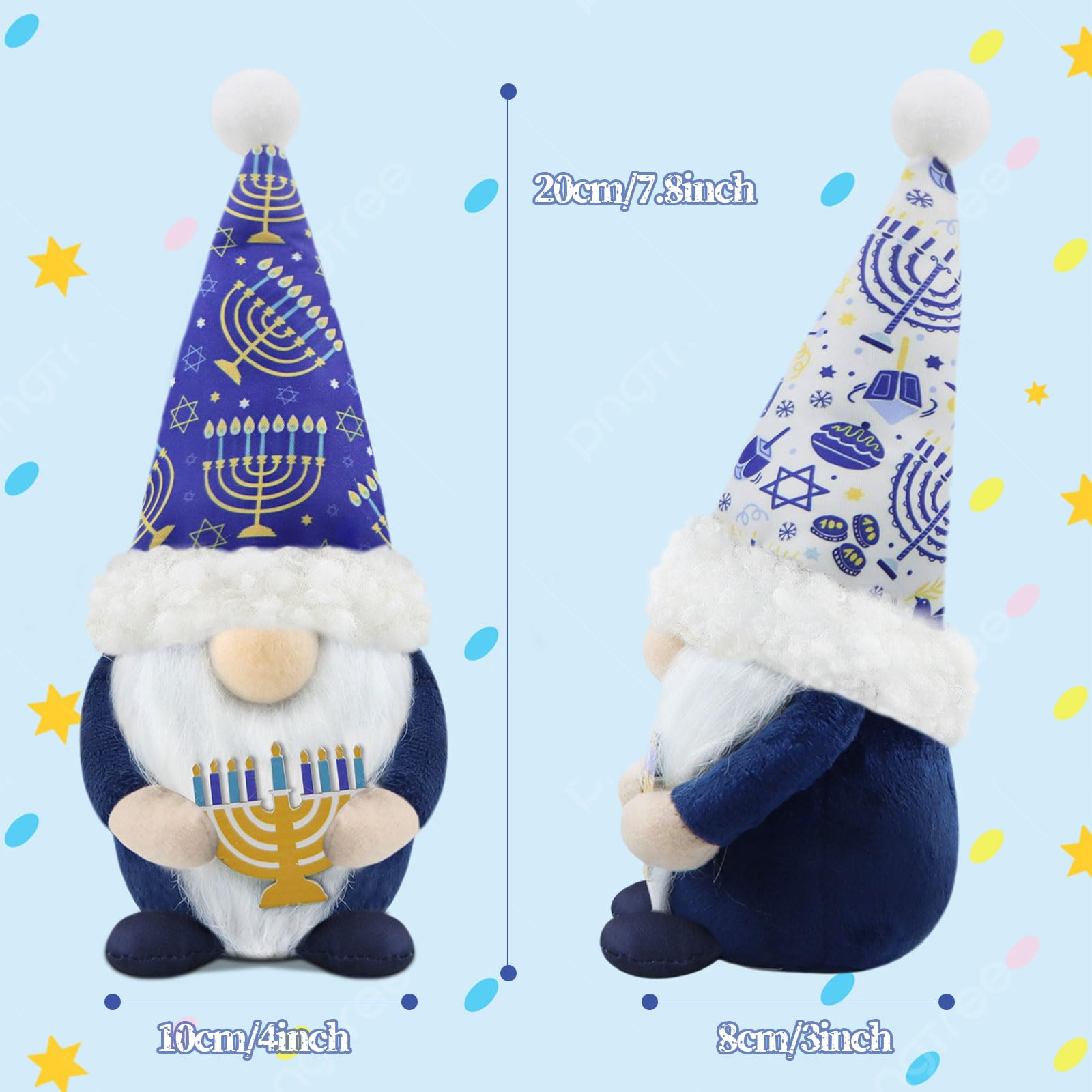 Gehydy Hanukkah Gonk Plush Chanukah Summer Decoration Gnomes Handmade Scandinavian Tomte Stuffed Xmas Decor for Home Kitchen - Image 2