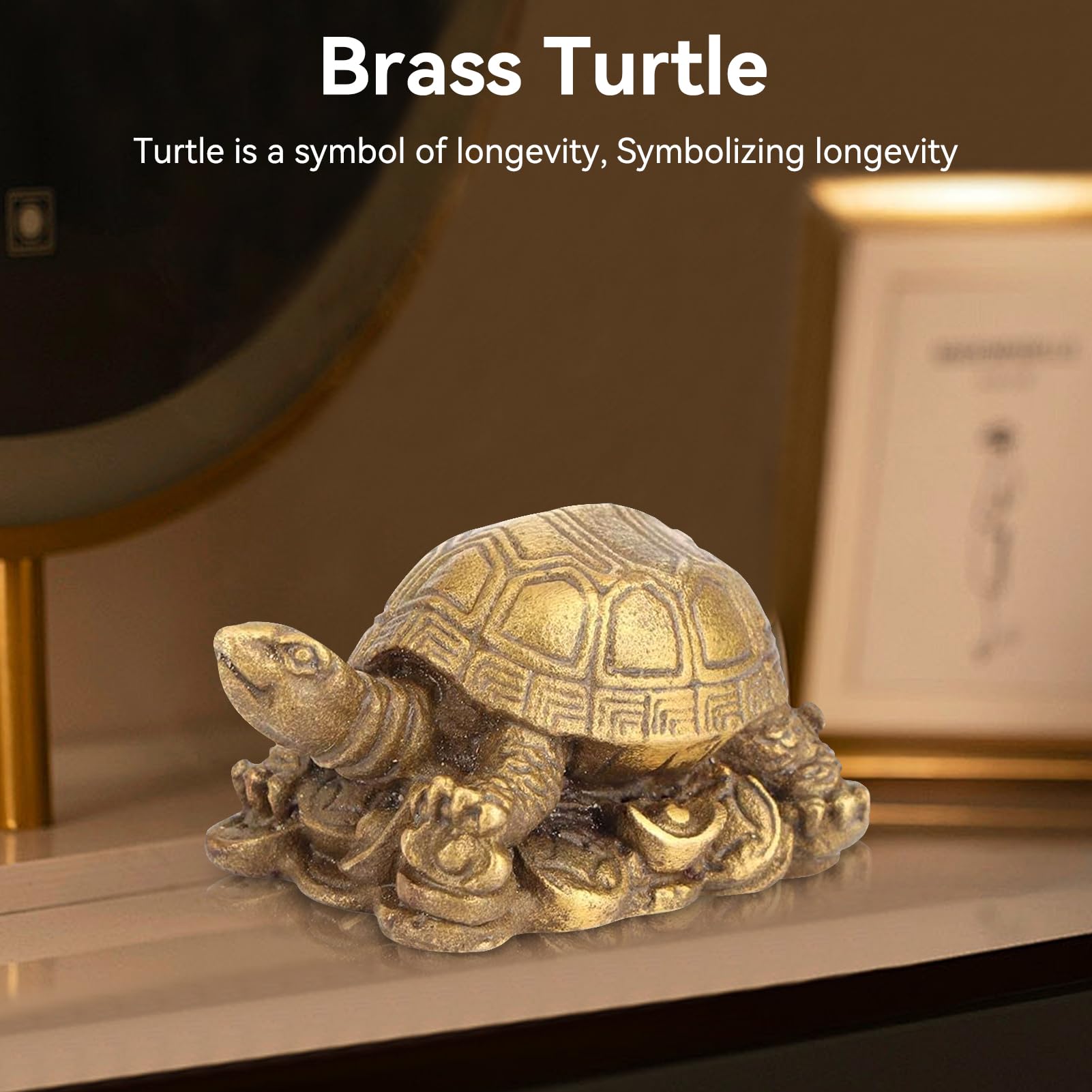 Figurine Tortue En Laiton Vintage - Sculpture Prospérité Richesse - Décoration Bureau, étagère - 7
