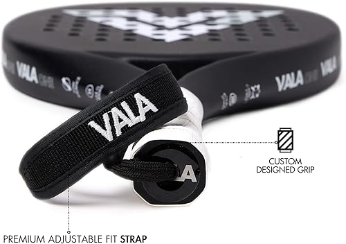 Miniatura 4 de VALA Una pala de pádel fibra de carbono ligera, diseño absorbente de golpes, forma redonda, textura de agarre extra para giro y control, Pala para
