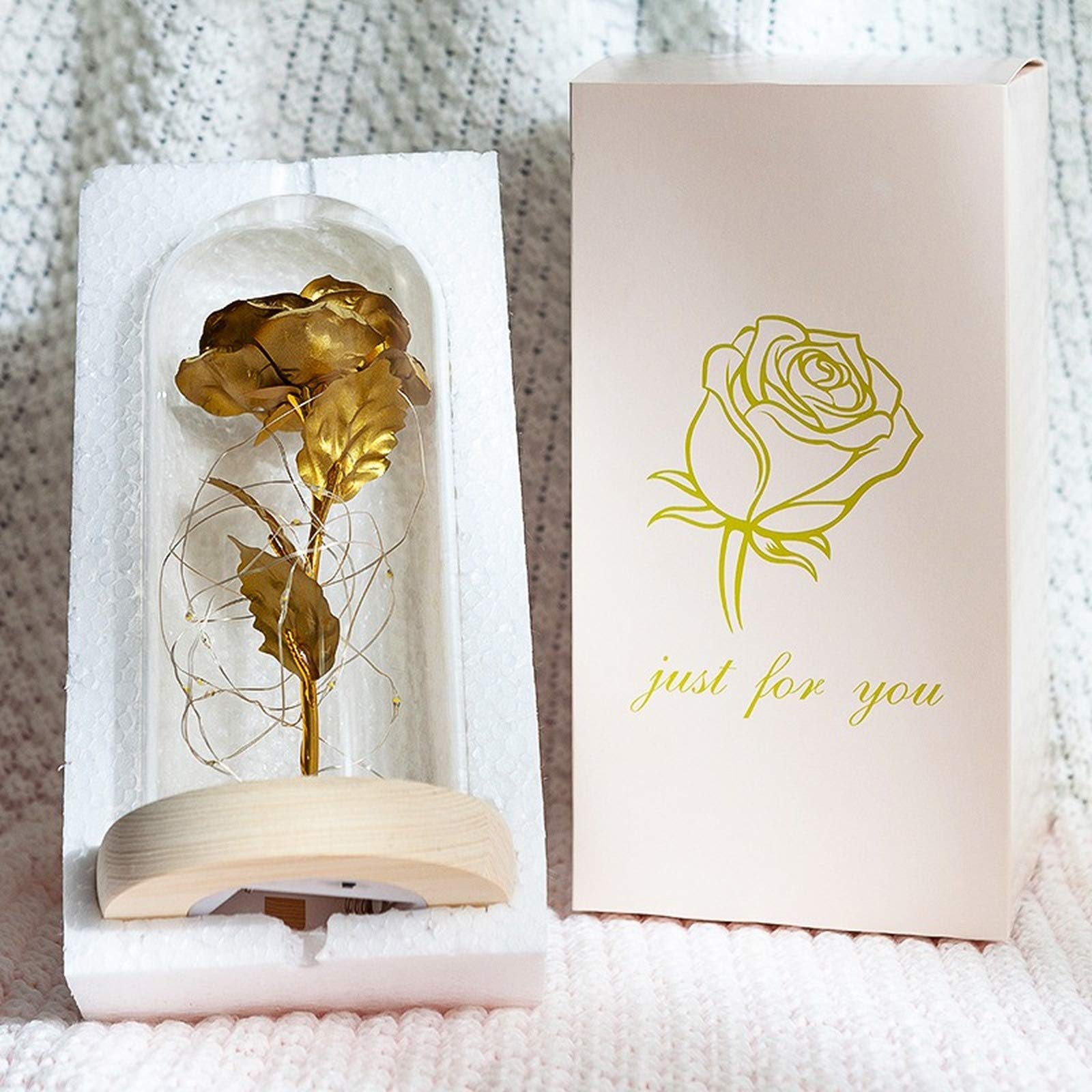 Misss LI Garden Fiore In Cristallo 3D Con Luci LED - Regalo Elegante Con Base Legno E Ricarica USB - 6
