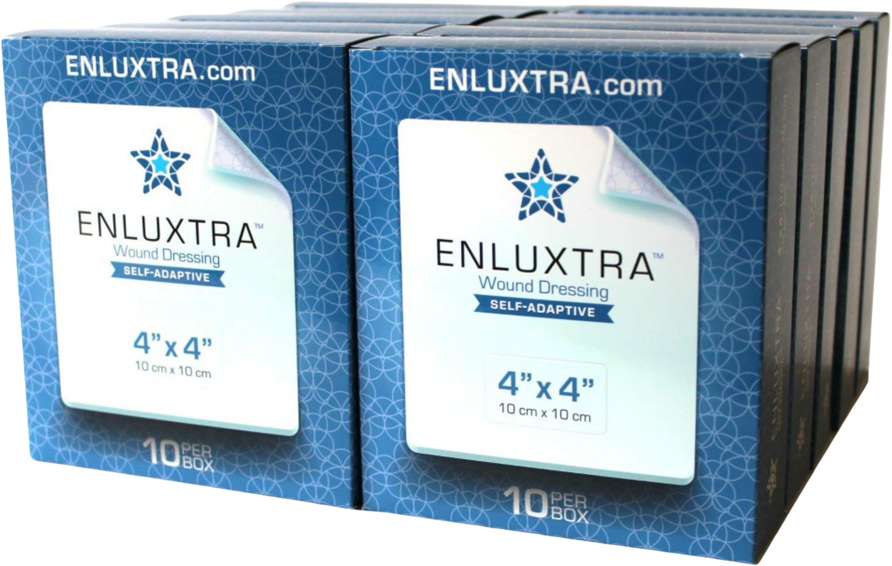 ENLUXTRA 4"x4" Self-Adaptive Wound Dressings - Super Absorbent for Wounds with Any Exudate Level by ENLUXTRA AnyWound - Case of 100 Dressings