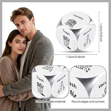 Bicfuiot Gift 1 Year Anniversary for Couple Christmas Boyfriend Birthday Gift Girlfriend Valentines Day Personalized Gifts for Him Husband Wife Funny Stocking Stuffer Decision Dice Chores Housework