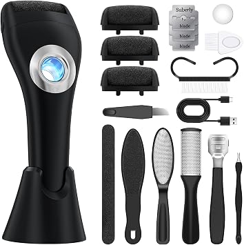 Electric Feet Callus Removers Rechargeable, Portable Electronic Foot File Pedicure Tools,Foot Callus Rmover,3 Speeds with Holder, Professional Pedi Feet Care Perfect for Dead,Hard Cracked Dry Skin