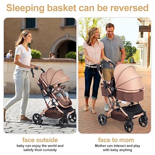 Miniatura 2 de Cochecito de bebé reversible para recién nacido 2 en 1, cochecito de paisaje alto, cochecito plegable con respaldo ajustable