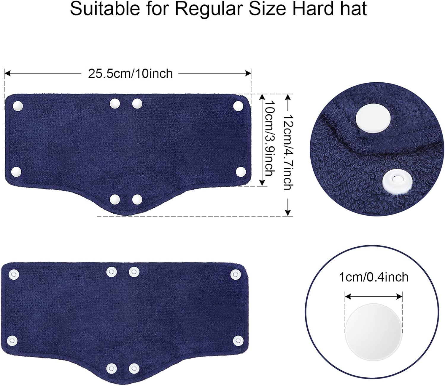 Helmet Sweatband, Hard Hat Sweatband, Cotton Sweatband Hard Hat Liner, Washable Sweatband Reusable Safety Hat Sweatband Snap Hard Hat Accessories (Dark Blue,24 Pieces) - - 