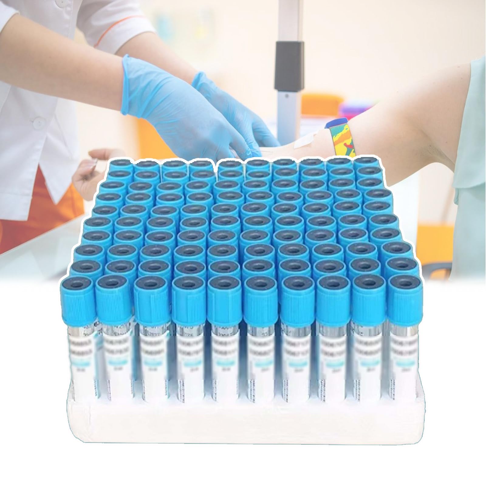 Probówki Do Pobierania Krwi,Plastikowa Probówka Do Próżniowego Pobierania Krwi 2Ml,Pobieranie Krwi PET,Szczelne Zamknięcie,Własne Kodowanie,Standardowe Podciśnienie,Do Lab,100 Szt,Blue