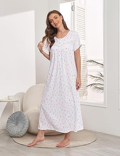 Miniatura 5 de MZROCR Camisones de algodón para mujer, vestidos de noche suaves para mujeres adultas