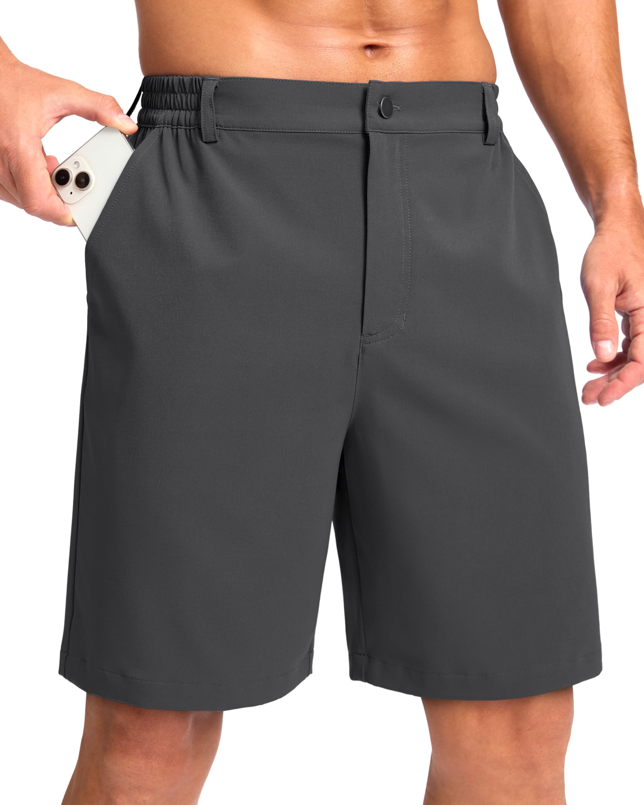 Pudolla Men's Casual Shorts 7"/9" Lightweight Golf Shorts with 3 Pockets Stretch Quick Dry Comfy Work Shorts