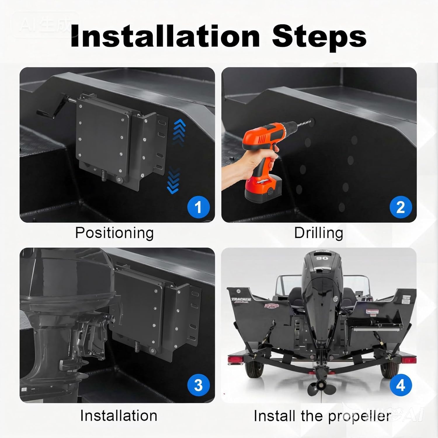 最大30馬力のアウトボートモーター用ジャックプレート、調節可能な手動ボートジャックプレート、アルミニウム合金素材。