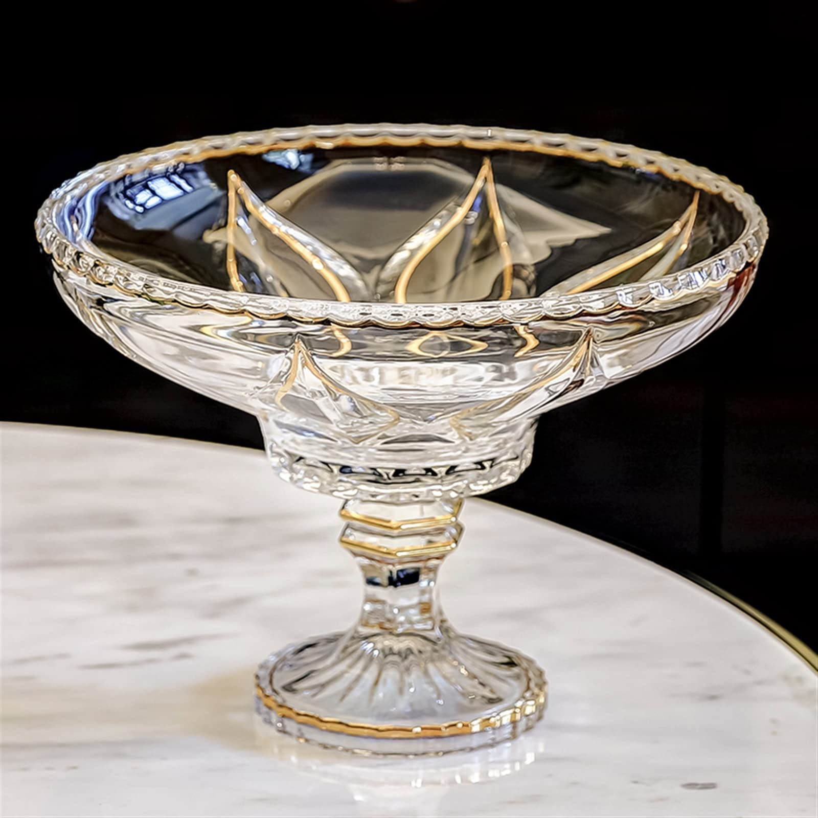 Corbeille à Fruits en Verre de Haute qualité, Bol à Fruits créatif à Pied Haut, Table Basse de Salon de Luxe légère, Assiette à Bonbons et collations, Plat à Fruits