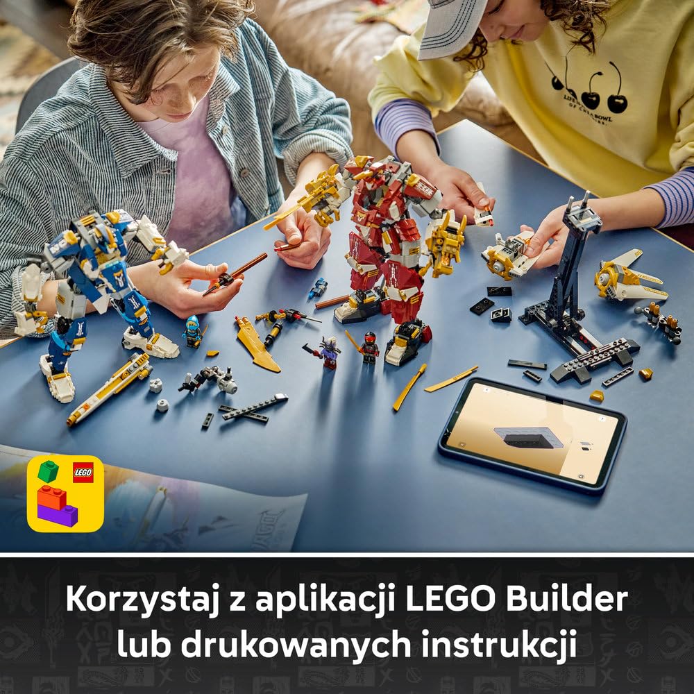 LEGO NINJAGO Bliźniacze tytanowe mechy 71870 | 2 mechy ninja i 3 minifigurki, model kolekcjonerski do ekspozycji, prezent dla fana NINJAGO 12+, klocki, 1707 elementów