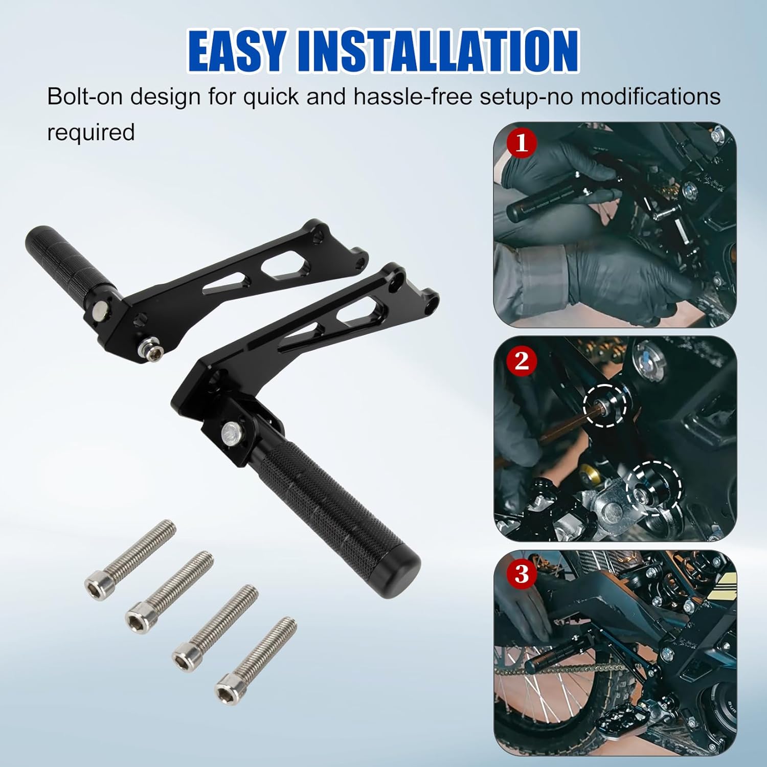PSLER 2pcs Rear Foot Pegs - Foldable Passenger Rest Pedal with Bracket CNC Aluminum Alloy Foot Pegs, Fit for Light Bee X and S/X160/X260 Electric Dirt Bike, 141mm