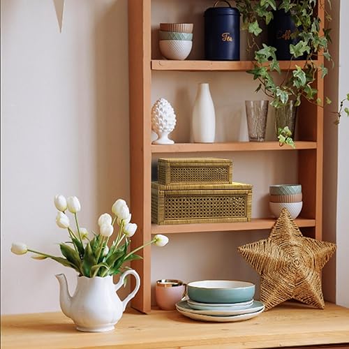 Miniatura 8 de Caja de ratán para decoración del hogar con tapa, rectangular, estilo bohemio costero, apilable, caja de almacenamiento decorativa, hecha a mano de