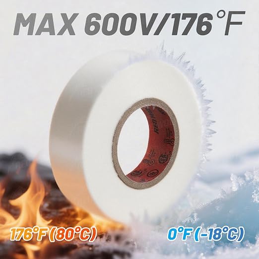 Cinta aislante blanca RED WOLF 1 pulg x 66 ft 10 unidades miniatura 5