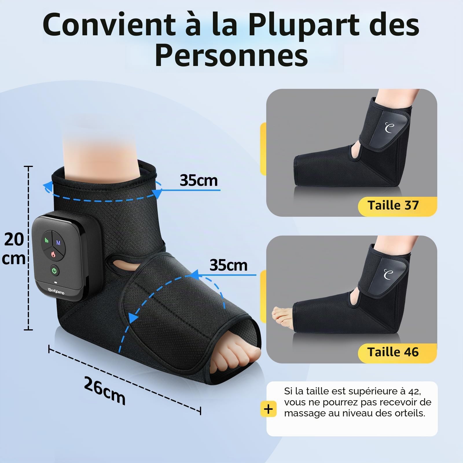 Comfytemp Masseur de Pieds sans Fil pour Douleur et Circulation, Chauffant Massage par Compression, Batterie 2500mAh, DIY Massage pour Chevilles, Talons, Dessus du Pied, Idée Cadeau pour Maman, Papa