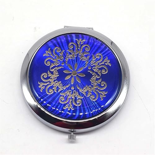 KOWMhzj Handheld Mirror Portable Mirror Folding Mirror Gifts Rose Flower Line Fashion Design Double Sided Portable Round Cosmetic Mirrors Color Blue