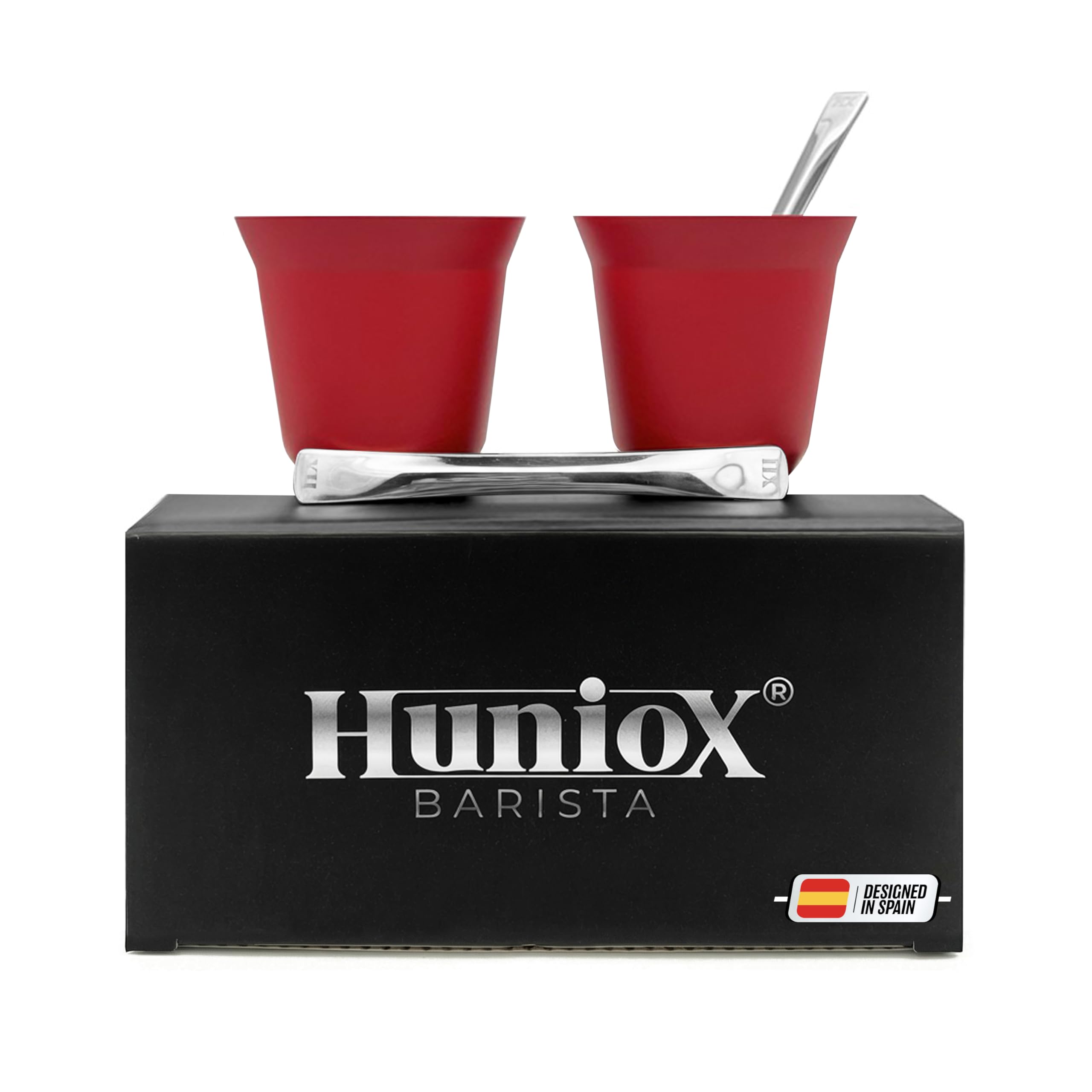 2 X 80 Ml | Tazzine Da Caffe – Bicchierini Caffe – Tazzine Caffe Piccole – Tazzina Termica Caffe | Include 2 Cucchiaini Di Design (Ruby, 80 Ml)
