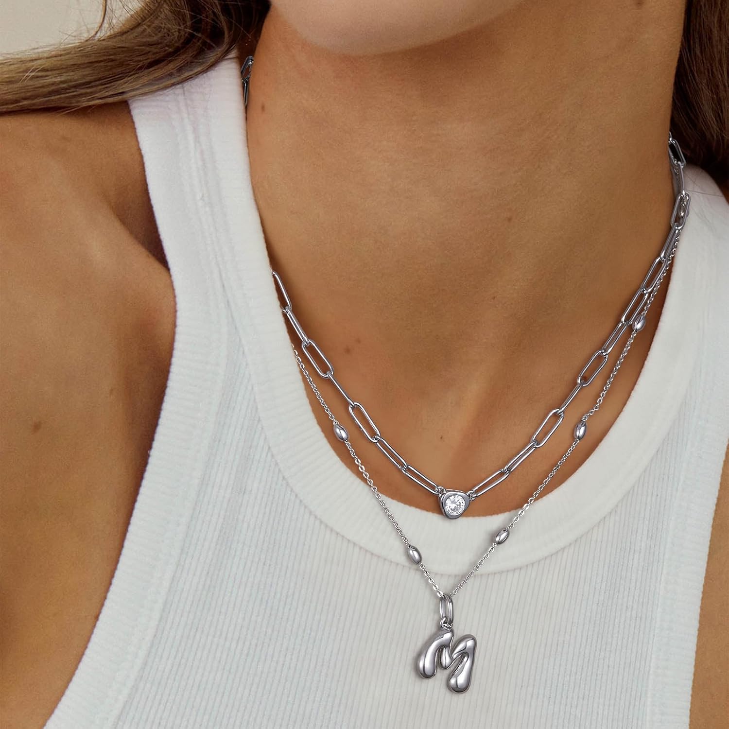 KissYan Bubble Letter Necklace,14K Gold Plated Personalized 3D Puffy Balloon Initial Pendant with Adjustable Bead Chain, Dainty Jewelry Gift for Women - Image 3