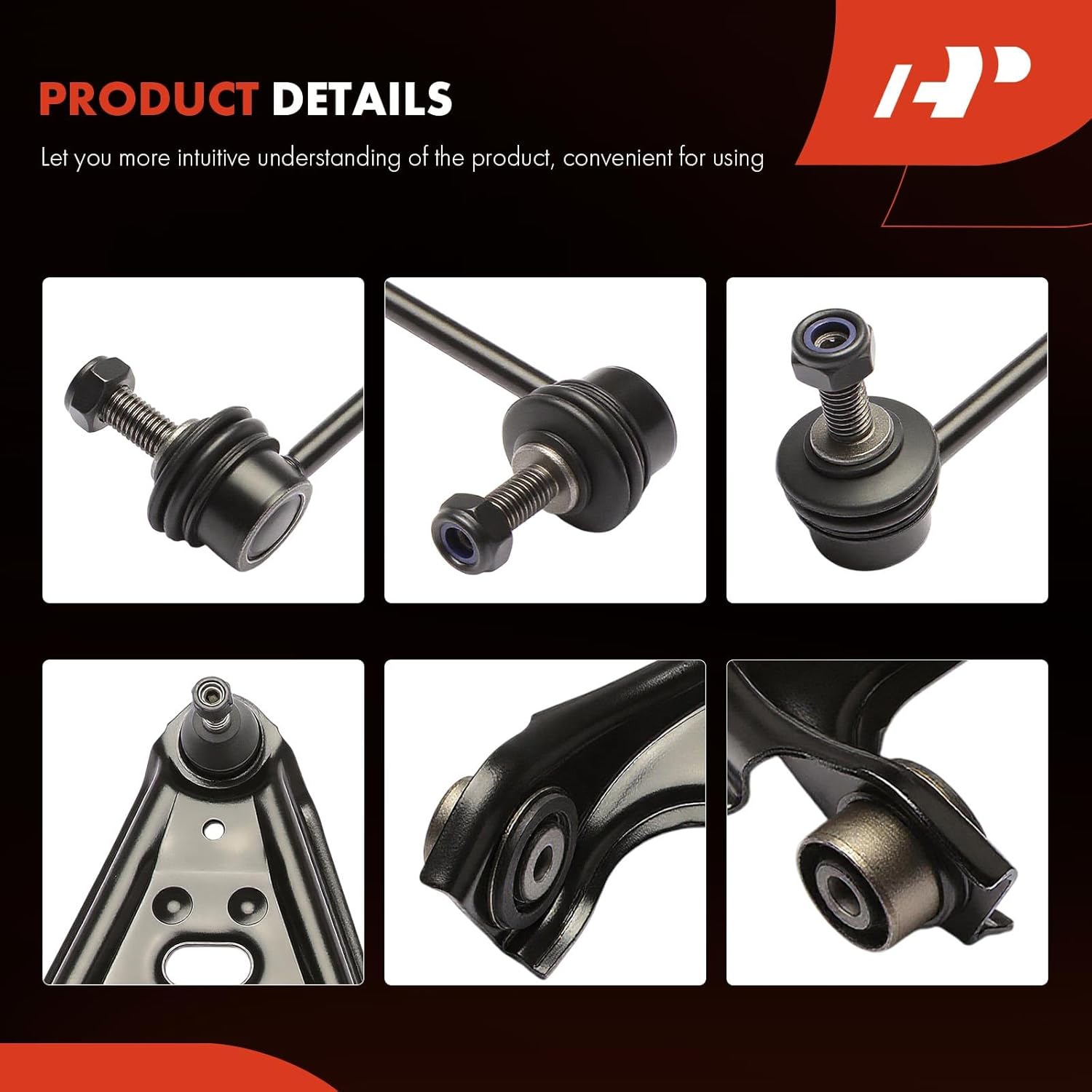 A-Premium Set of 4, Front Lower Control Arm, Sway Bar Link, Compatible with Smart Fortwo 2008-2016