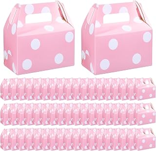 50 Pcs Large Pink Polka Dot Candy Boxes for Cute Halloween Birthday Party