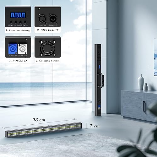 Miniatura 6 de Barra de luz de escenario de 150 W, 720 LED RGBW DJ barra de luz de pared compatible con control DMX y activado por sonido, iluminación de escenario