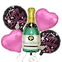 KITTER Champagne Foil Balloons for Birthday – 5 pc Set with Big 32” Champagne Bottle for Decoration | Birthday Decoration Items for Men | Cheers Foil Balloon for Husband Wife |Party Decor for Men gallery image