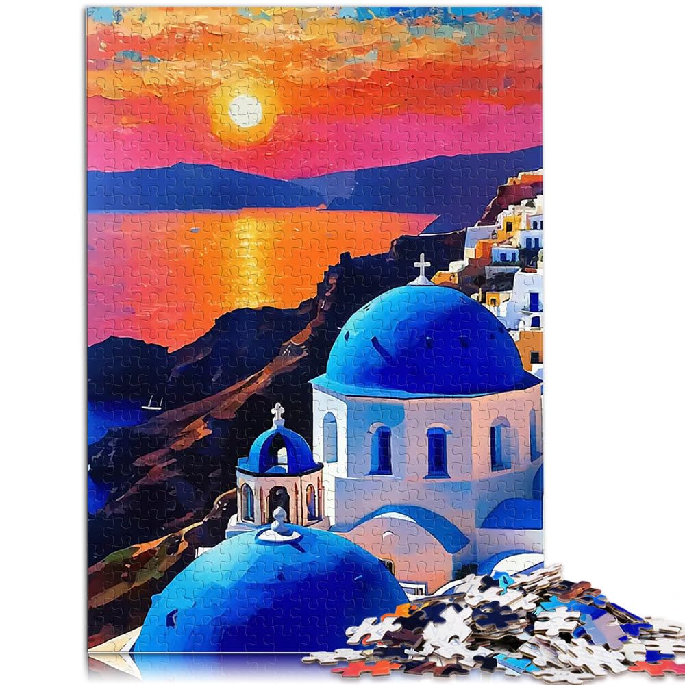 Tramonto su Santorini Puzzle da 2000 pezzi per adulti Aiuta il cervello ad allenare i giocattoli che creano dipendenza per coltivare la pazienza gioco di sfida unico 70x100cm