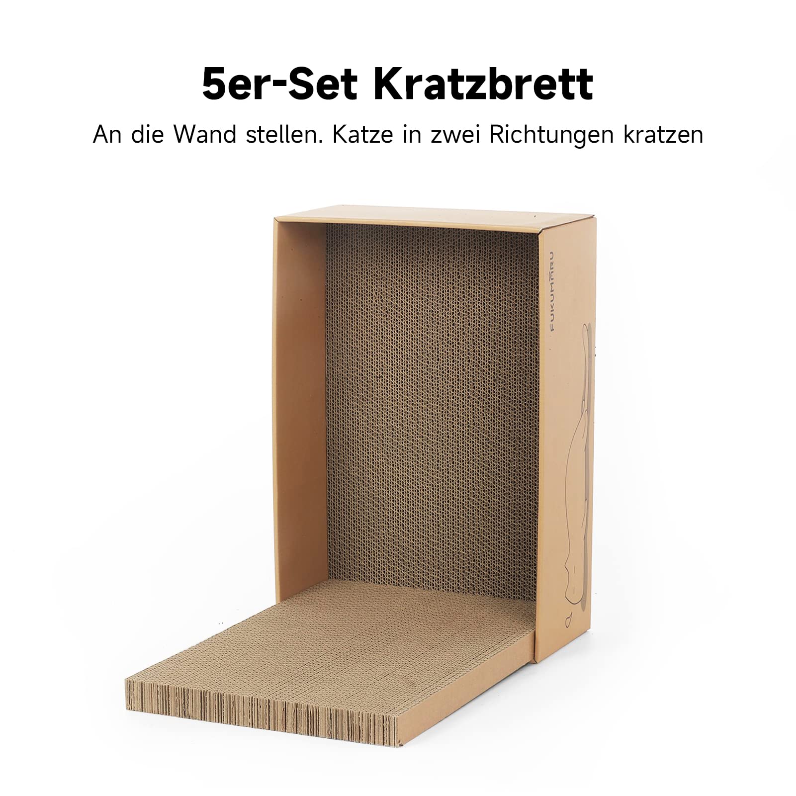 FUKUMARU Kratzbrett Katze, 5er-Set, Katzenkratzbox mit hochwertiger Karton, Doppelseitige Kratzpappe für Katzen, Widerstandsfähig Katzenmöbel, 43.5x29.5x14 cm Groß