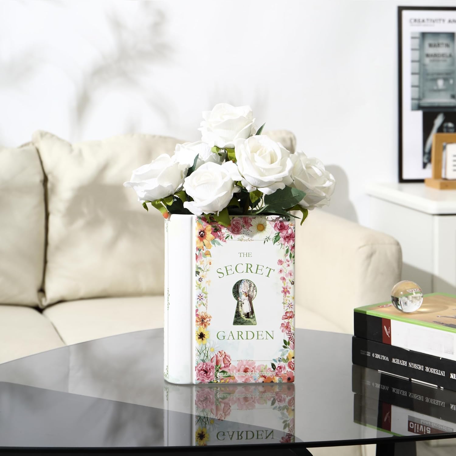 Ceramic Book Vase, Book Vase for Flowers, Ceramic Book Shaped Vase, Book Flower Vases, Unique Ceramic Vases for Home, Office, Bedroom, Living Room, Dining Table