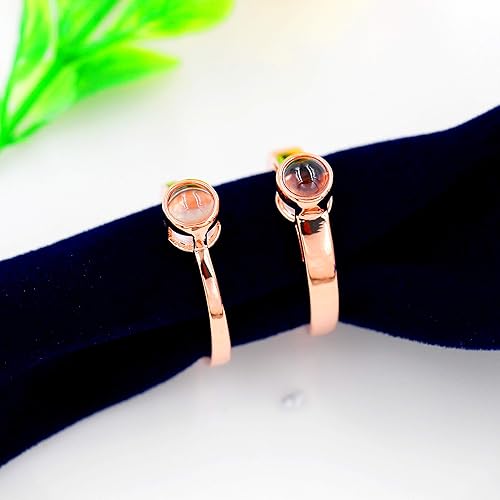 Miniatura 3 de T Brand Anillo de proyección para parejas con texto en inglés "I Love You" en 100 idiomas con texto en inglés "I Love You"