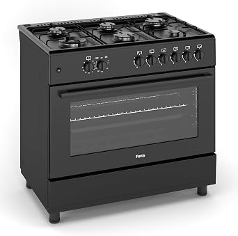 Ferre F9S60G2-BL 90cm Gas Range Cooker With 6 Burner1 Wok Gas Hob - Matte Black [Energy Class A]