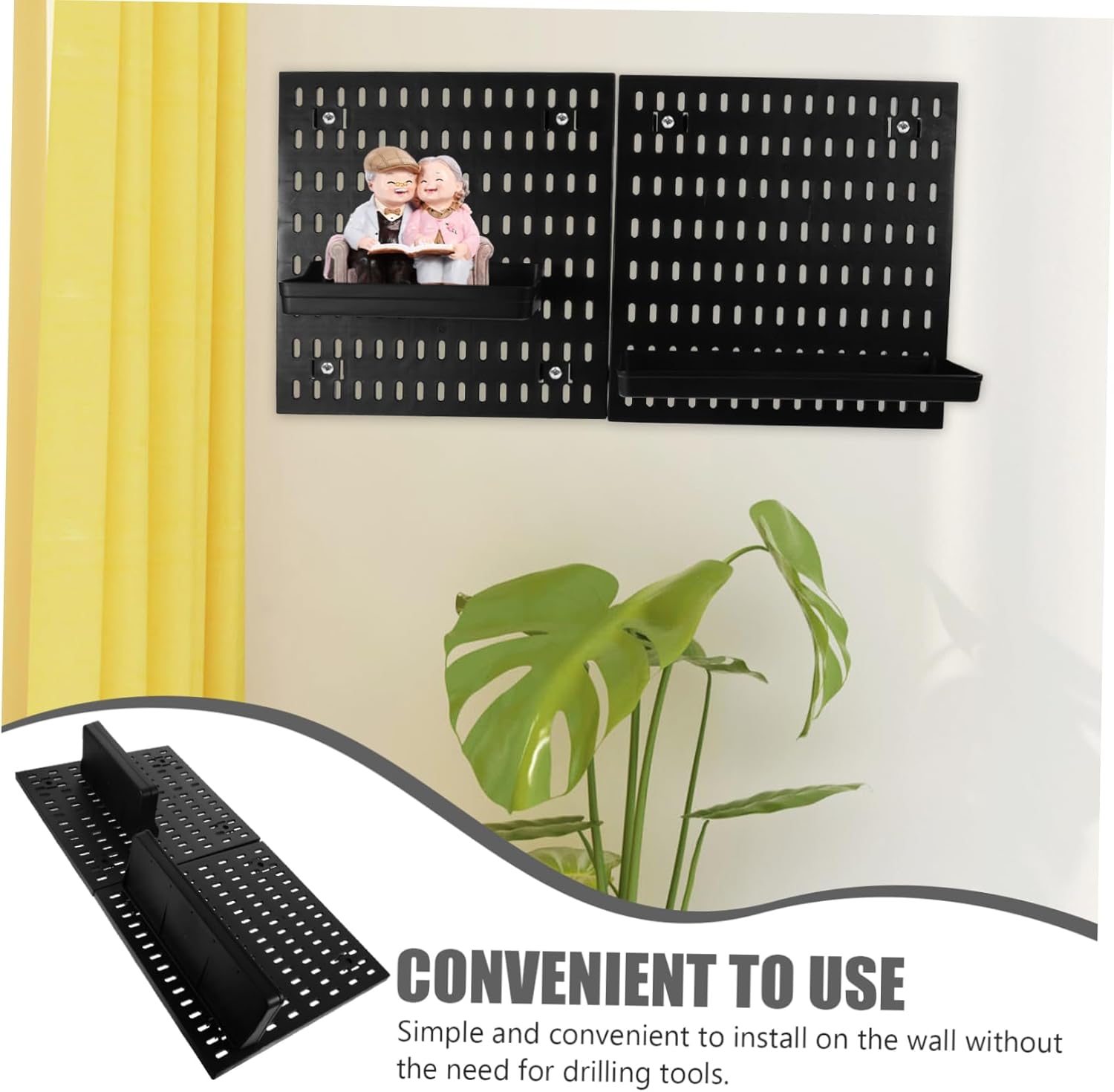 1set Heavy Duty Pegboard Wall Organizer with Hooks No Drilling Installation Plastic for Garage Kitchen Bathroom Storage Stylish Design