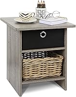 Vista 171 de Furinno- Colección Andrey- Mesa auxiliar, estación de carga con puerto USB y puerto tipo C c/compartimento de almacenamiento, 15.55 pulg ancho x