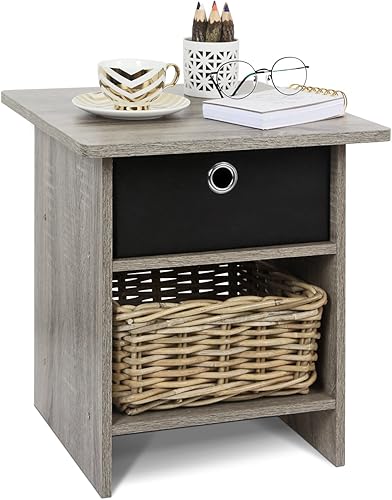 Miniatura 172 de Furinno - Colección Dario - Mesa auxiliar / mesita de arrime / mesita de noche / mesita de luz con cajón, paquete de 1, color expreso/marrón