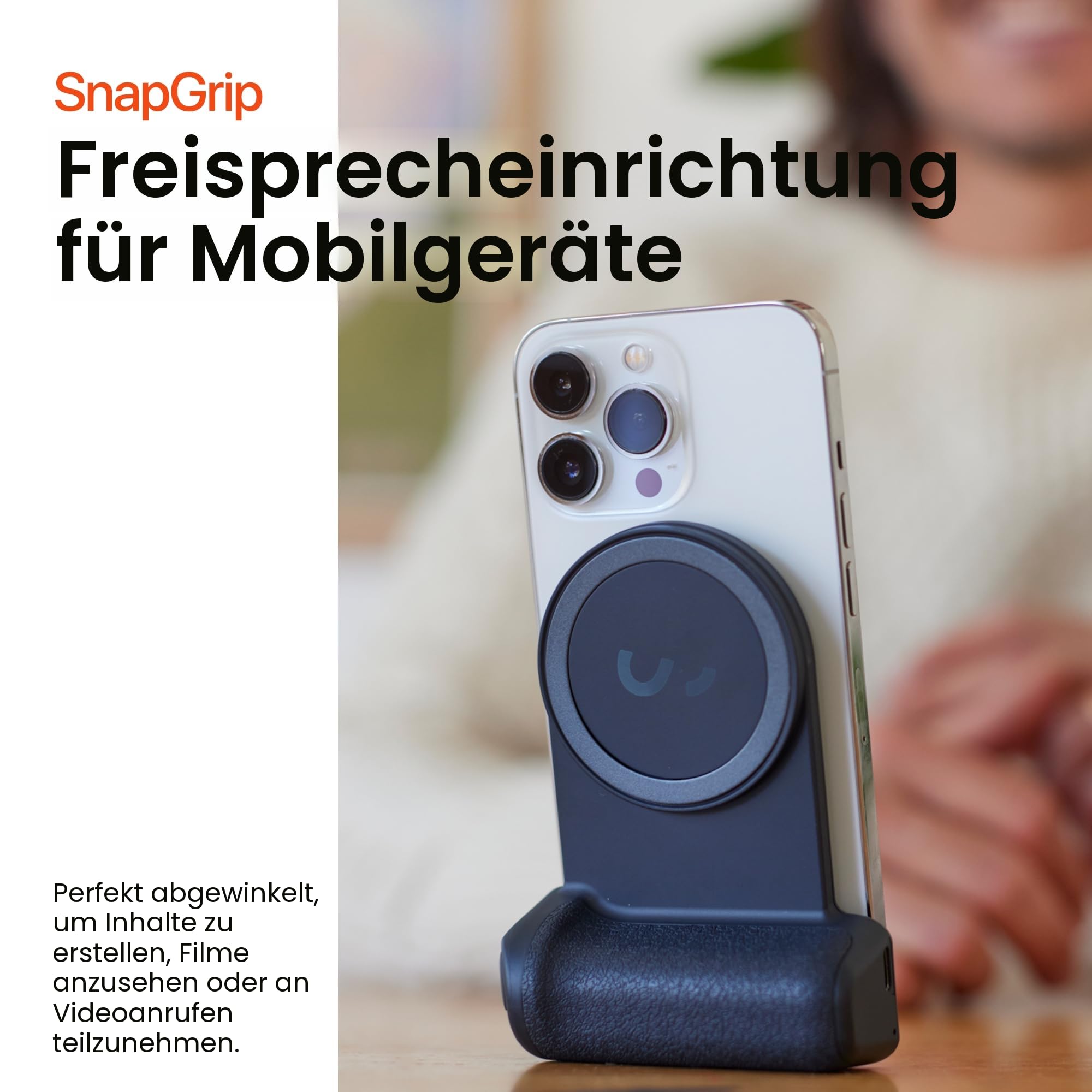 ShiftCam SnapGrip - mobiler Akkugriff mit kabellosem Auslöser - Magnethalterung passt auf jedes Handy - integrierte Powerbank mit kabellosem Qi-Laden (Midnight)